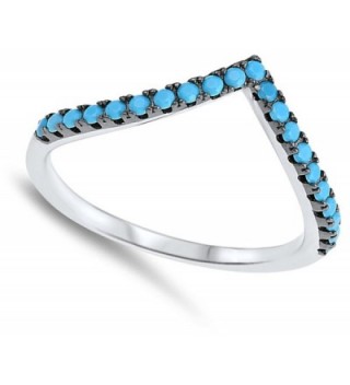 Simulated Turquoise Sterling Silver Stackable