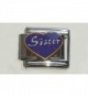 Sister in Purple Glitter Heart Italian Charm - CG11DY2ZWKL