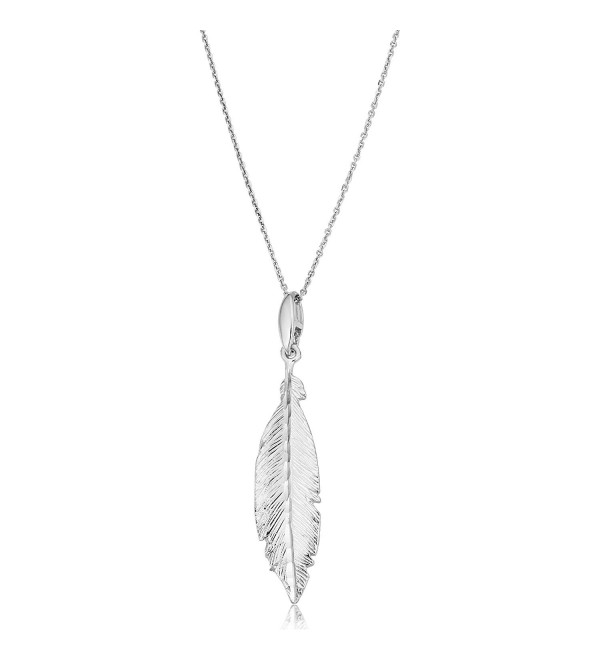 Sterling Silver Stylish Feather Pendant On Adjustable Length Cable Chain Necklace (18 inch) - CV12GJMHSYF