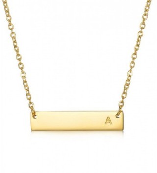 LOYALLOOK Stainless Steel Gold Tone Initial Bar Necklace Alphabet Pendant Necklace 16" with 2" extender - CB184USM8AK