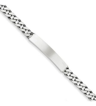 Sterling Silver 7inch Engraveable Antiqued Curb Link ID Bracelet 7 Inches (0.2 Inches Wide) - C611DJXH965
