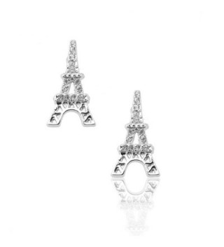 Spinningdaisy Silver Plated Crystal Eiffel Tower Earrings - C31180KWTGH