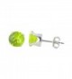 Tiny Stud Post Earring Round Simulated Green Peridot 925 Sterling Silver - CF12MYMJOFY