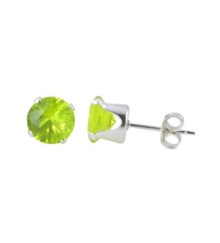 Tiny Stud Post Earring Round Simulated Green Peridot 925 Sterling Silver - CF12MYMJOFY