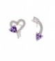Love Heart and Arrow 925 Sterling Silver Stud Earrings - Cubic Zirconia Purple Rhinestone Ear Jewelry - C2186XW6WTZ