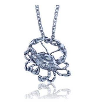 Blue Crab Pendant Crafted in Sterling Silver on an 18 Inch Necklace Chain - CS11D7NV7P1