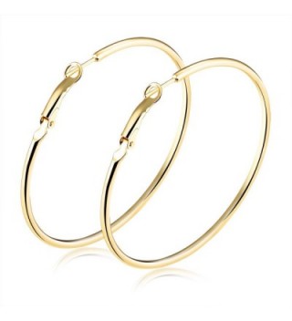TEMICO Fashion Women Earrings Jewelry Gold Plated Round Hoop Earrings Hypoallergenic 40mm-70mm Diameter - C1187HMI4GL