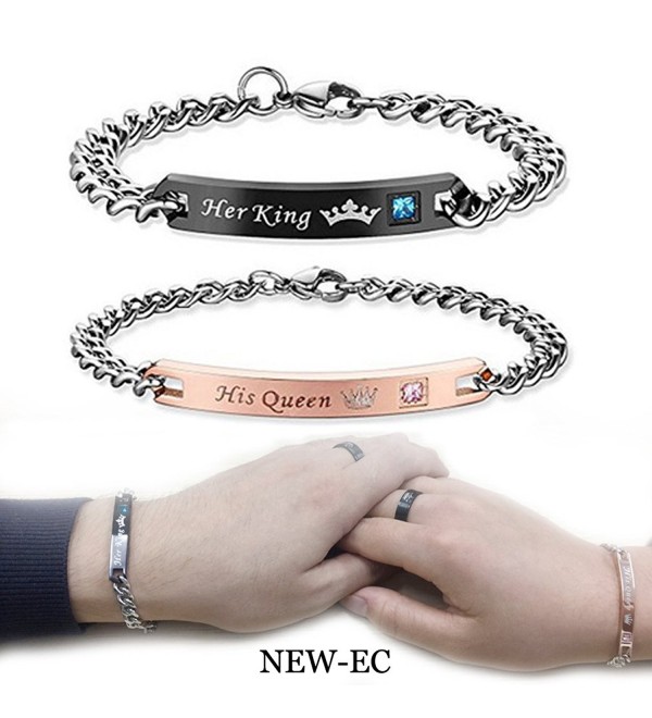Couples Charm Bracelets Stainless Steel Chic Lovers Bangles Valentines Day Gift - CE1883WS79H