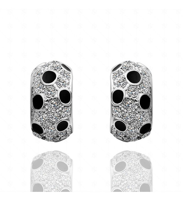 MANDI HOME 18K Gold Plated Reversible Double Sided Polka Dot Diamond Stud Earrings - White - CH11WPKZRML