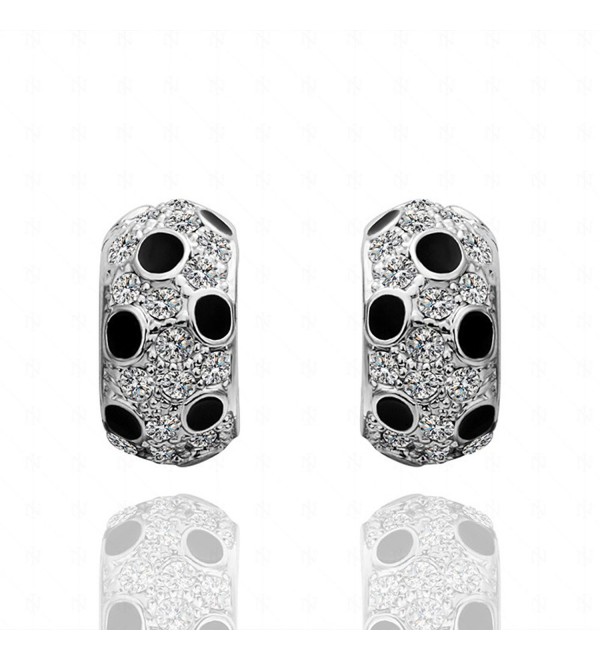 MANDI HOME 18K Gold Plated Reversible Double Sided Polka Dot Diamond Stud Earrings - White - CH11WPKZRML