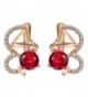 Snowman Lee Sideways Gold Plated Red Diamond Hoop Earrings - CO125N590QX