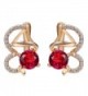 Snowman Lee Sideways Gold Plated Red Diamond Hoop Earrings - CO125N590QX