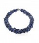 Bling Jewelry Multi Strands Simulated Lapis Lazul Chips Chunky Silver Plated Necklace 18 Inches - C912G58ILI5