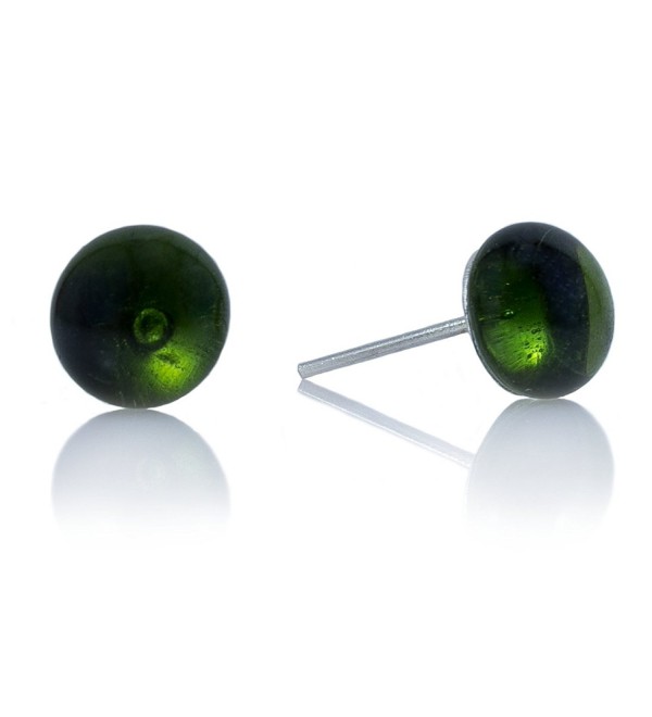 Moneta Jewelry- Stud Earrings- Recycled Glass Ball- Handmade- Fair Trade- Beautiful Gift for Women - hunter green - C2188GANOHM