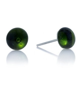 Moneta Jewelry- Stud Earrings- Recycled Glass Ball- Handmade- Fair Trade- Beautiful Gift for Women - hunter green - C2188GANOHM