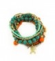 Aris Bohemian Wood & Turquoise Beaded Stretch Bracelets Stack Bundle: Bracelets & Bag (Turtle Charm Turquoise) - CS12B5YYKAB