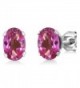 1.90 Ct Oval Shape Pink Mystic Topaz Sterling Silver Stud Earrings - CS1178056C9