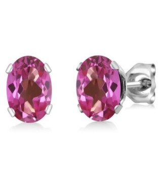 1.90 Ct Oval Shape Pink Mystic Topaz Sterling Silver Stud Earrings - CS1178056C9