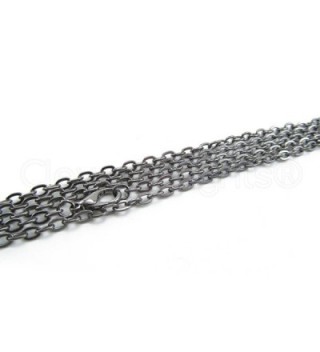 10 CleverDelights Vintage Style Rolo Chain Necklaces - Gunmetal Color - 24 Inch - 3 x 4mm Links - 24" - CX11DY8VVOV