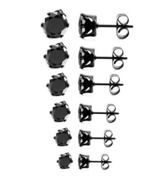 MOWOM Black 3 8mm Stainless Earrings