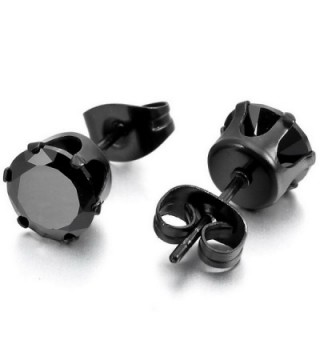 MOWOM Black 3 8mm Stainless Earrings in Women's Stud Earrings