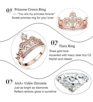 Thunaraz Princess Crown Girls Rings in Women's Band Rings