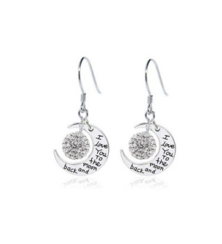 NYC Sterling Women Engraved To The Moon and Back Drop Earrings - CR12NRWP7AL