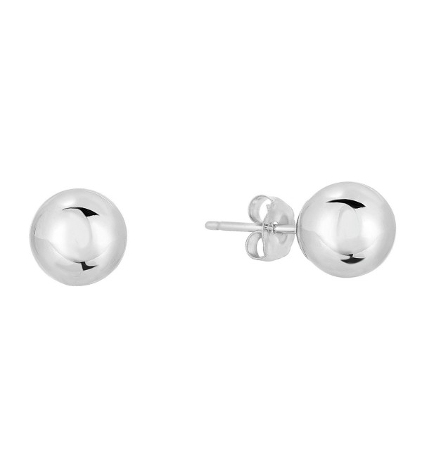 14k White Gold Ball Stud Earrings with Gold Butterfly Pushback - CB12KLEMLTT
