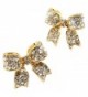 Adorable 3/4" Easter Ribbon Bow Crystal Stud Earrings Fashion Jewelry Gift - Gold Tone - C4110UIJ1N1
