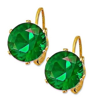 10mm Emerald CZ 14K Yellow Gold Plated Huggies Earrings-EM - CZ12M8WFX47