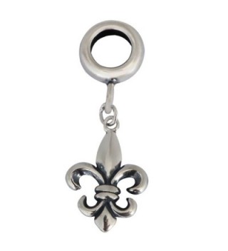 Sterling Silver Fleur De Lis Charm Iris Lily Charm Flower Charm for European Charm Bracelets EC353 - C611DDZ5S6R