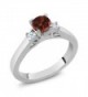 0.76 Ct Round Red Garnet & White Topaz 925 Sterling Silver Ring (Available in size 5- 6- 7- 8- 9) - C711FGHT947
