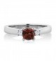 Round Garnet White Sterling Silver