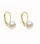 White Pearl Earrings Leverback Gold Plated Silver Genuine Freshwater Pearls Cultured 6mm Button Pink - White - C511U4PSNQB