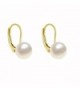 White Pearl Earrings Leverback Gold Plated Silver Genuine Freshwater Pearls Cultured 6mm Button Pink - White - C511U4PSNQB