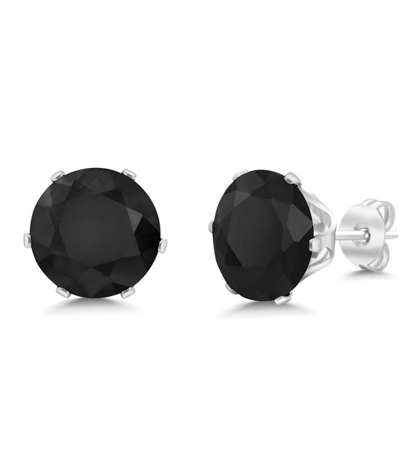 5.50 Ct Big 10MM Black Round Onyx Gemstone Birthstone Stud Earring - C3115A838DT