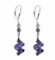 Top Drilled Tanzanite Colored Earrings made with Swarovski Crystal elements- Sterling Silver Lever-back - CU11TBSO3CZ