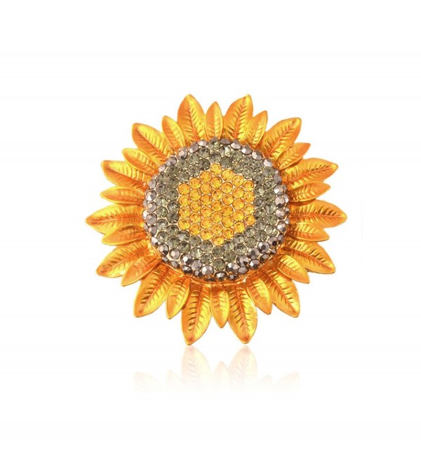 TTjewelry Fashion Jewelry Charming Sunflower Flowers Yellow Rhinestone Crystal Brooch Pin - C612LYAH049