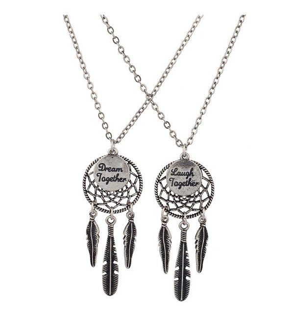 Lux Accessories Dream Laugh Together Dreamcatcher BFF Best Friends Necklace Set. - CM120RWTZ6R