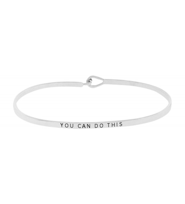 Positive Inspirational Message Engraved Bracelet - Silver Tone - CD185NDY5L8