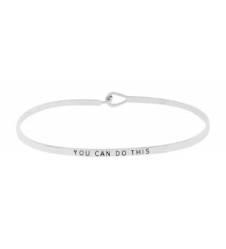 Positive Inspirational Message Engraved Bracelet - Silver Tone - CD185NDY5L8
