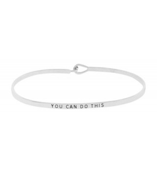 Positive Inspirational Message Engraved Bracelet - Silver Tone - CD185NDY5L8