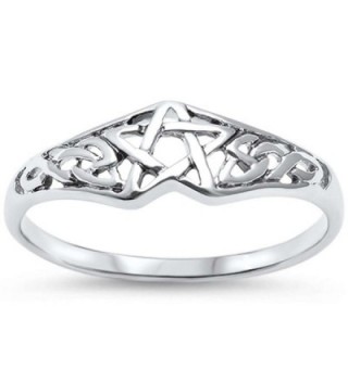 Sterling Silver Pentagram Celtic Star Ring Band - CU1825QYGNI