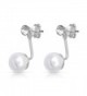 Sterling Silver Simulated Pearl & Crystal Rhodium Plated Jacket Earrings - CJ184RWN6OC