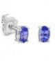 Genuine Oval Tanzanite Stud Earrings in Sterling Silver ( 6 x 4mm 7/8ct tw) - CH1198F5ZXR