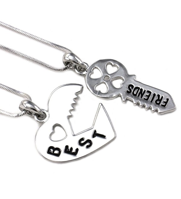 Valentine's Day Gift Love Best Friend Key Lock Heart Necklace Pendant Friendship Jewelry Engraved - CU11IXKIMNX