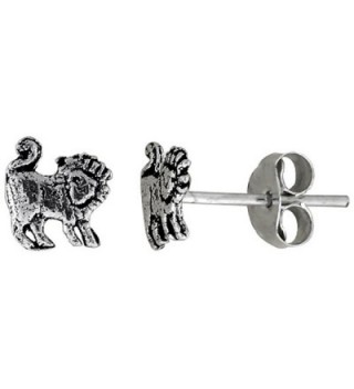 Tiny Sterling Silver Lion Stud Earrings 5/16 inch - CK111B26VN3
