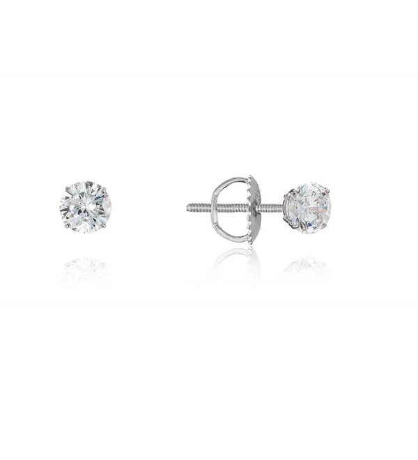 925 Sterling Silver Rhodium Plated 3-8mm Cubic Zirconia Stud Screwback womens Earrings - CO11YAQ1ACH