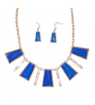 Blue and Crystal Necklace and Earrings - CK12NSAKCIF
