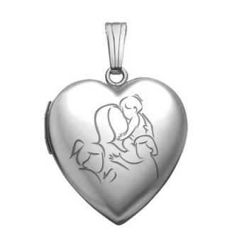 Sterling Silver "Mom with Three Daughters" Heart Locket 3/4 Inch X 3/4 Inch - CV11EF6331F